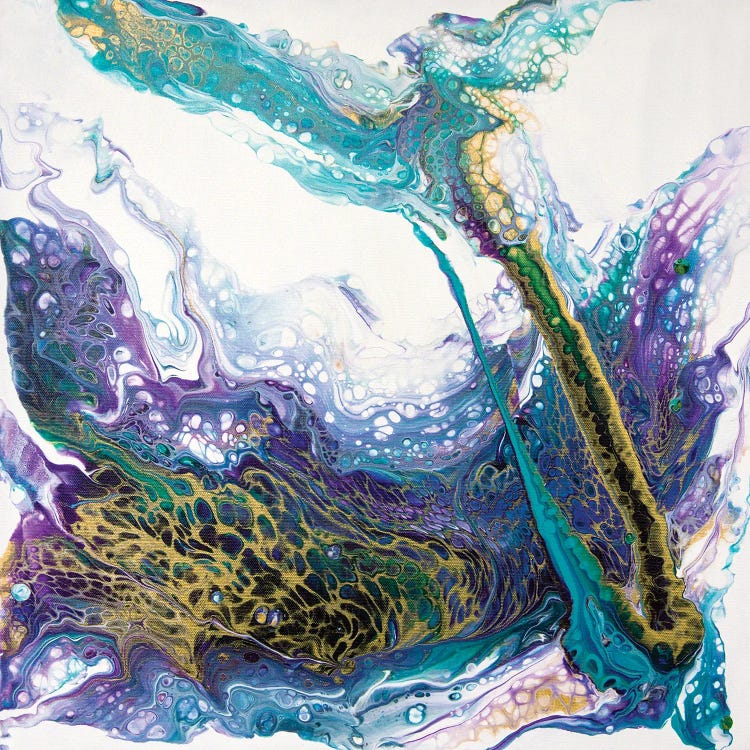 Lilac Turquoise With Gold Abstraction