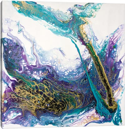 Lilac Turquoise With Gold Abstraction Canvas Art Print - Svetlana Saratova