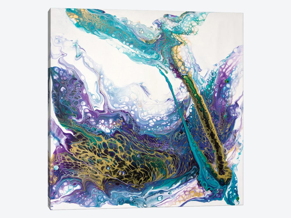 Lilac Turquoise With Gold Abstraction by Svetlana Saratova 1-piece Canvas Print