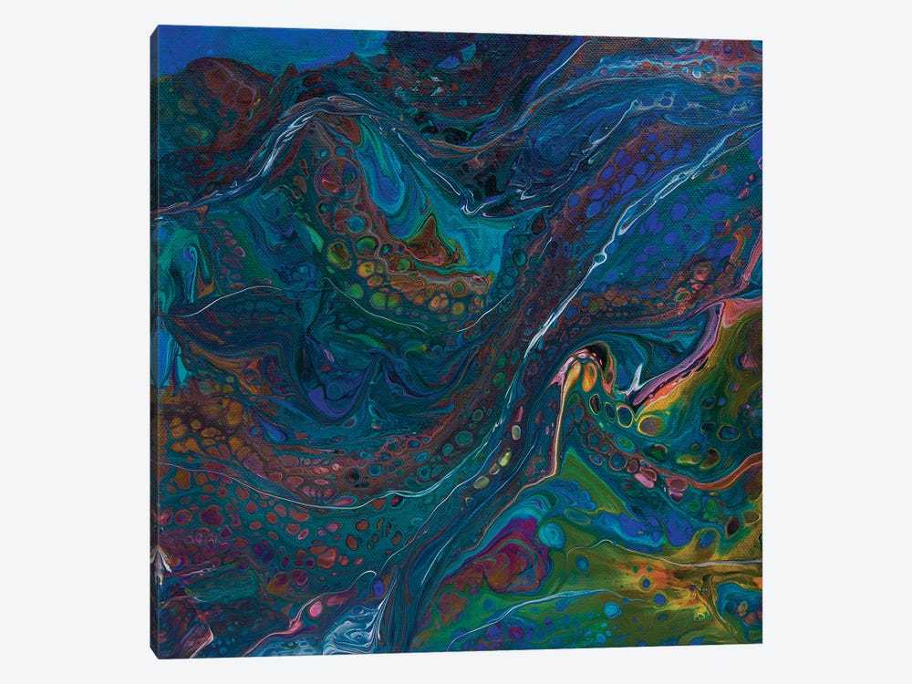 Blue Spill, Abstraction by Svetlana Saratova 1-piece Canvas Art