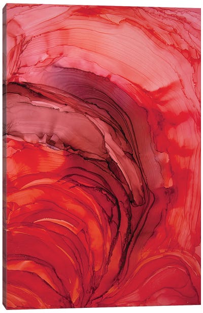 Abstract Painting-Red III, Alcohol Ink Canvas Art Print - Red Abstract Art