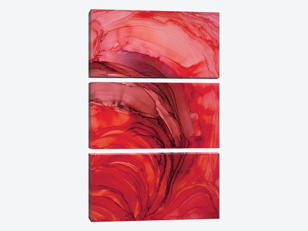 Abstract Painting-Red III, Alcohol Ink by Svetlana Saratova 3-piece Canvas Print