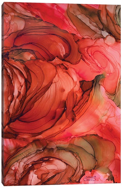 Red Green Abstraction Canvas Art Print - Svetlana Saratova