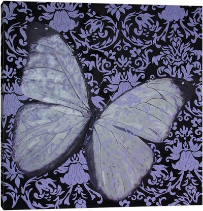 Silver Butterfly On The Wall Canvas Art Print - Svetlana Saratova