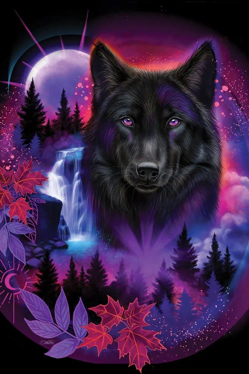 Black Wolf Spirit by Sheena Pike wall art