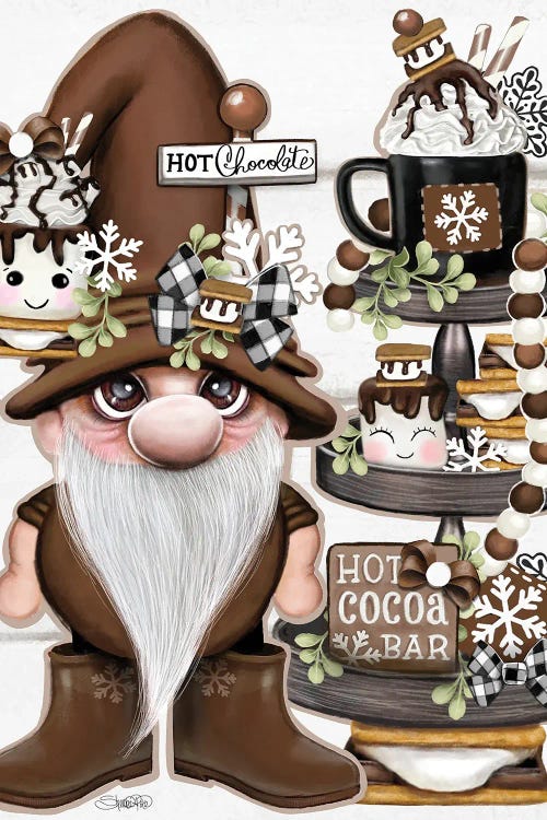 Hot Cocoa N' S'mores Gnome by Sheena Pike wall art