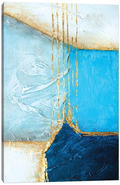 Configuration Canvas Art Print - Blue & Gold Art