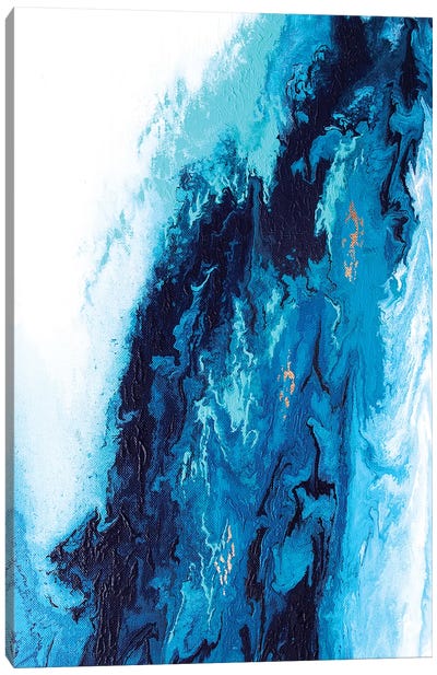 Poseidon Canvas Art Print - Black, White & Blue Art