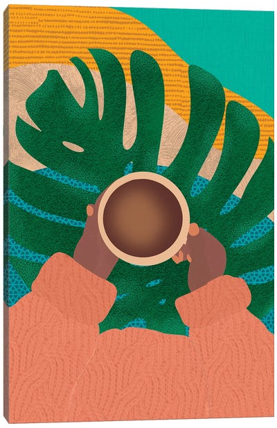 Coffee And Plants Canvas Art Print - Calm Art