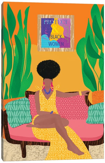 Protect Black Women Canvas Art Print - Tropical Décor