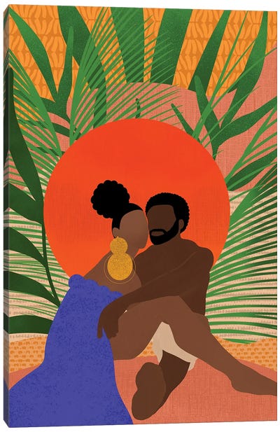 Black Couple Canvas Art Print - Tropical Décor