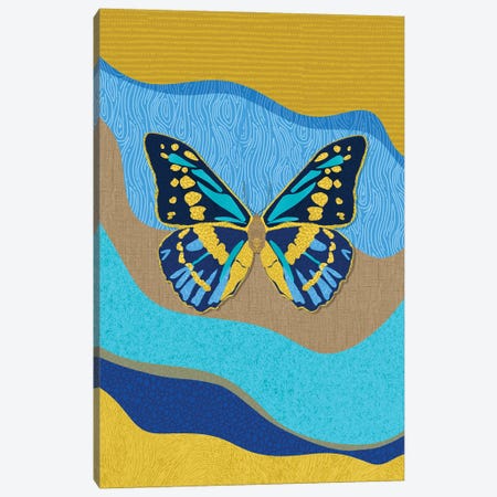 Blue Butterfly Canvas Print #SPC43} by Sagmoon Paper Co. Art Print