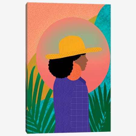 Black Woman In Denim Canvas Print #SPC57} by Sagmoon Paper Co. Canvas Print