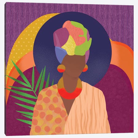 Black Woman In Headwrap Canvas Print #SPC64} by Sagmoon Paper Co. Canvas Art