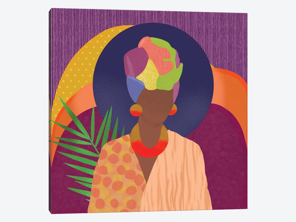 Black Woman In Headwrap by Sagmoon Paper Co. 1-piece Canvas Artwork