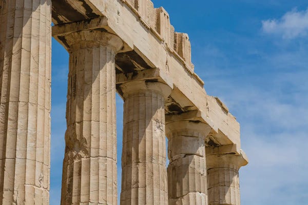 Ancient Ruins: Close-Up Of The Remaining Columns And Ruins At The Parthenon, Acropolis. The Parthenon, Athens, Greece. by Sergio Pitamitz