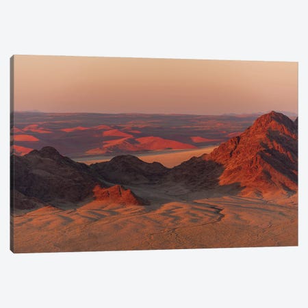 Light Illuminates The Naukluft Mountains And Namib Desert At Sunrise. Namib Naukluft Park, Namibia. Canvas Print #SPI26} by Sergio Pitamitz Canvas Art