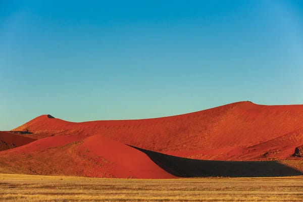 Sergio Pitamitz: Red Sand Dunes Against A Bright Blue Sky In The Sossusvlei. Namib Naukluft Park, Namib Desert, Namibia. by Sergio Pitamitz
