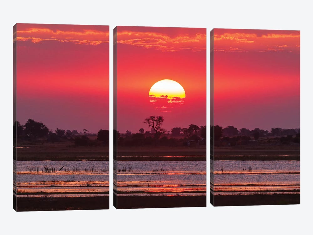A Colorful Sunset Along The Banks Of The Chobe River, Chobe National Park, Kasane, Botswana. by Sergio Pitamitz 3-piece Canvas Art