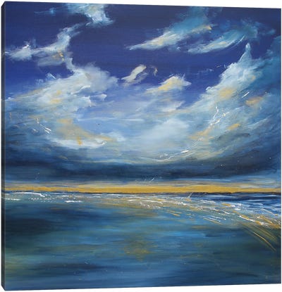 Gold Glimmer Canvas Art Print - Lake & Ocean Sunrise & Sunset Art