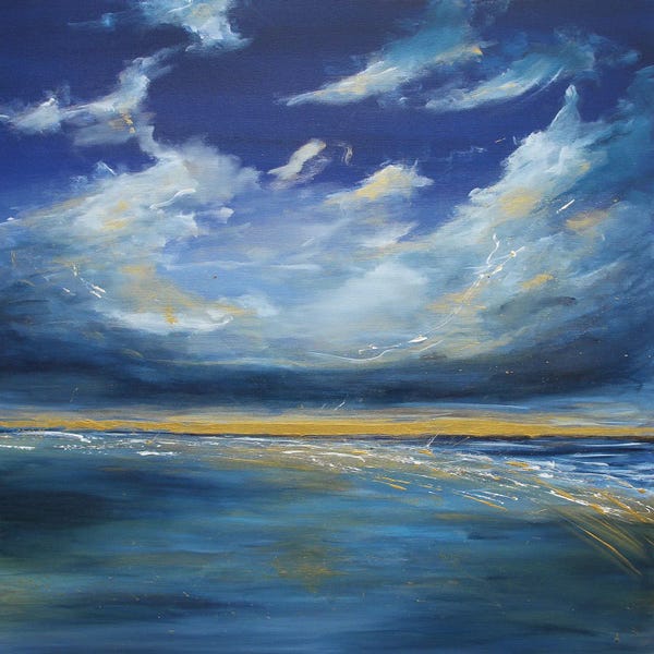 Large Coastal Art - Canvas Prints: Gold Glimmer by Sophia Kuehn