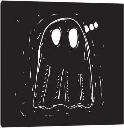 Spooky Cut Ghost Canvas Art Print - Spooky Linocuts