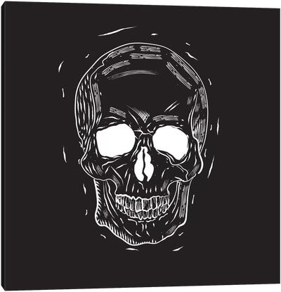 Spooky Cut Skull Canvas Art Print - Spooky Linocuts