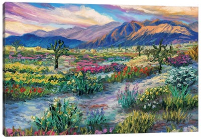 Joshua Tree Superbloom Canvas Art Print - Pops of Pink