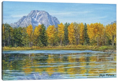 Mt Moran Autumn Reflections Canvas Art Print - Rocky Mountain Art