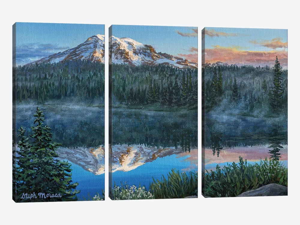 Mt Rainier Reflections by Steph Moraca 3-piece Art Print