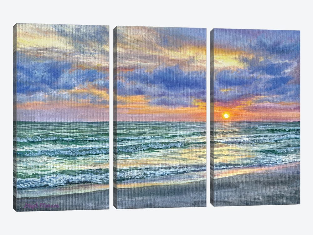 Serene Ocean Sunset by Steph Moraca 3-piece Canvas Artwork