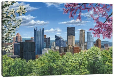 Pittsburgh In Bloom Canvas Art Print - Celery
