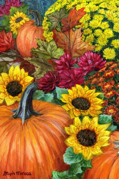 Steph Moraca: Pretty Pumpkin And Fall Flowers by Steph Moraca