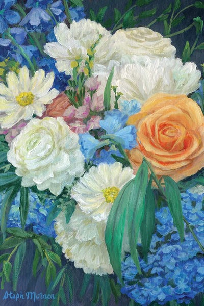 Steph Moraca: Something Blue Floral Bouquet by Steph Moraca