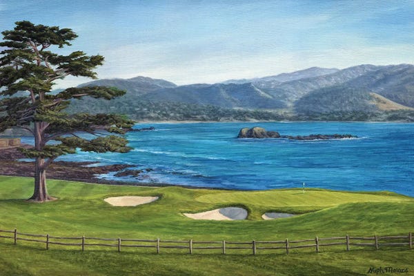 Steph Moraca: Pebble Beach, No. 18 by Steph Moraca