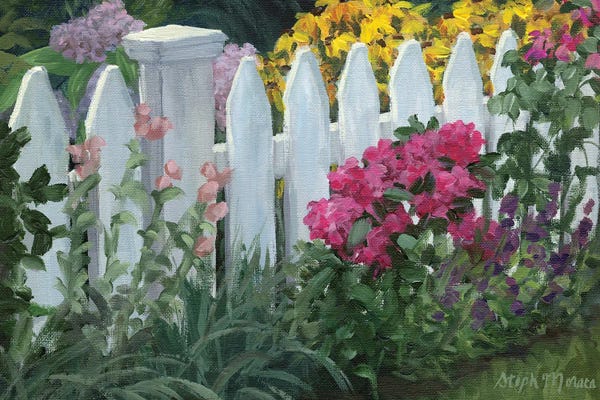 Steph Moraca: Picket Fence And Posies by Steph Moraca