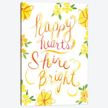Happy Hearts Shine Bright Canvas Print #SPN101} by Stephanie Ryan Canvas Wall Art