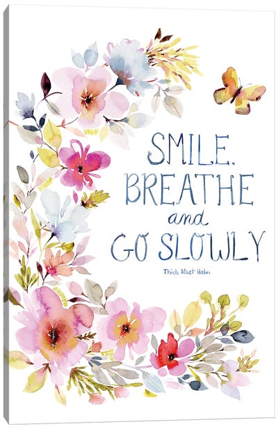 Smile Breathe Canvas Art Print - Self-Care Art