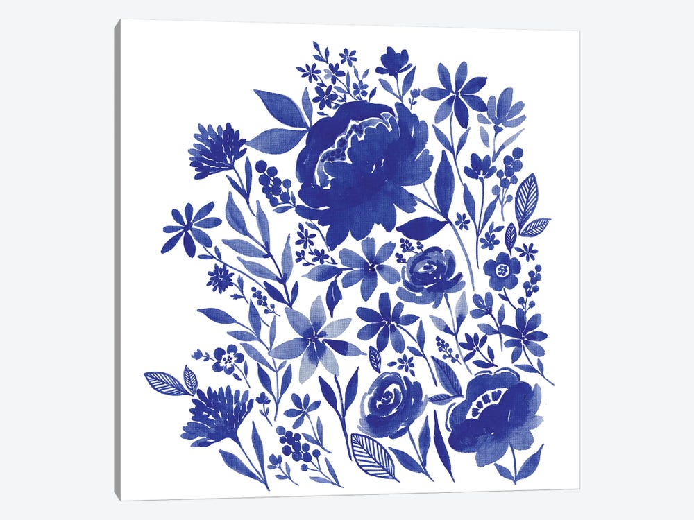 Blue Indigo Bouquet by Stephanie Ryan 1-piece Canvas Wall Art