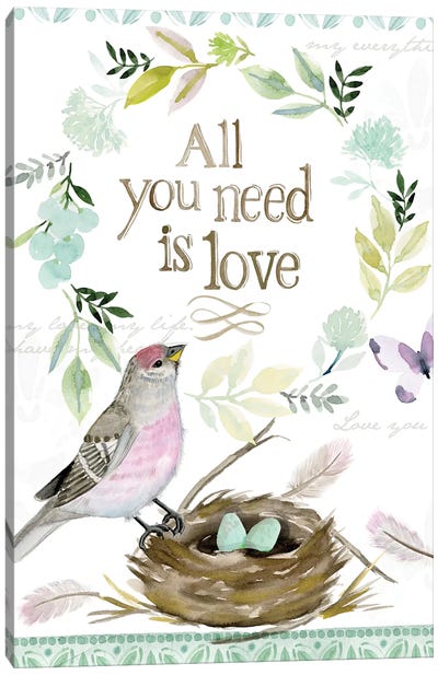 All You Need is Love Nest Canvas Art Print - Nests