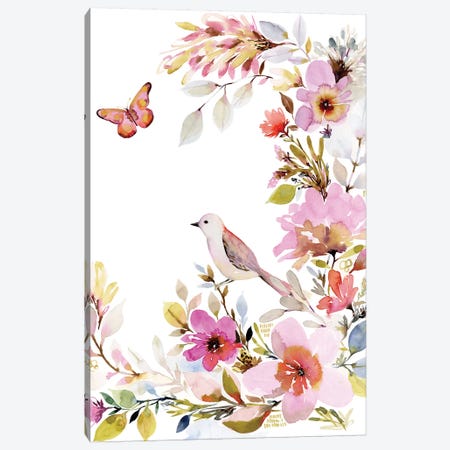 Flora Bird Canvas Print #SPN87} by Stephanie Ryan Art Print