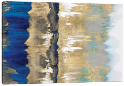 Resonate In Gold & Blue Canvas Art Print - Gold Abstract Art