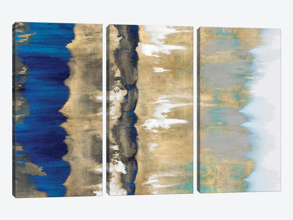 Resonate In Gold & Blue by Rachel Springer 3-piece Canvas Art Print