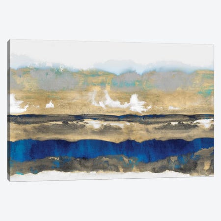 Strata In Blue & Gold Canvas Print #SPR29} by Rachel Springer Canvas Art