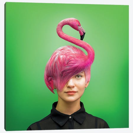 Hairstyle: Flamingo Canvas Print #SPS17} by spielsinn design Canvas Art Print