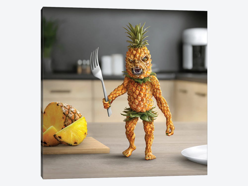 Tiny Kitchen Monster: Pineapple by spielsinn design 1-piece Canvas Artwork