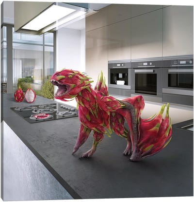 Tiny Kitchen Monster: Dragon Fruit Canvas Art Print - spielsinn design