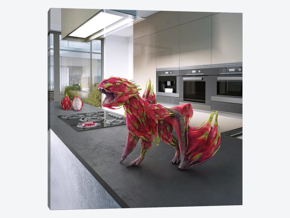 Tiny Kitchen Monster: Dragon Fruit by spielsinn design 1-piece Art Print