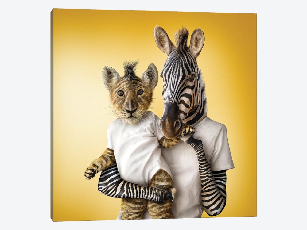 Lioncub & Zebra by spielsinn design 1-piece Canvas Wall Art