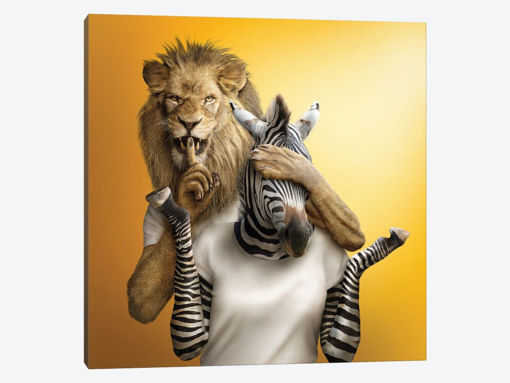 Lion & Zebra by spielsinn design 1-piece Canvas Art Print